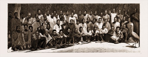 THE RESTORATION OF CETAWAYO: CHIEF DUNN'S MEN: PART OF THE ZULU DEPUTATION OF 1,600 WHO CAME IN TO