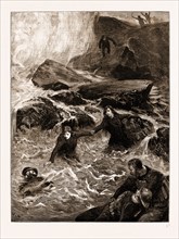 THE GALLANT RESCUE BY MRS. WRIGHT AND MISS JESSIE ACE OF MEN OF THE MUMBLES LIFEBOAT, AT MUMBLES