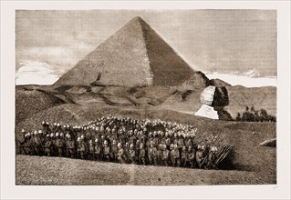 THE RECENT WAR IN EGYPT, 1883: SECOND BATTALION HIGHLAND LIGHT INFANTRY PICNICKING AT THE PYRAMIDS