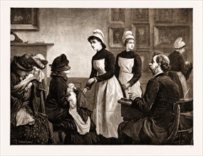 RECEIVING DAY AT THE FOUNDLING HOSPITAL, UK, 1883