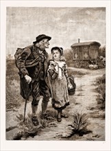 "LITTLE NELL AND HER GRANDFATHER", FROM THE PAINTING BY FRED MORGAN, EXHIBITED AT THE ROYAL