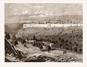 A GENERAL VIEW OF THE CITY OF JERUSALEM FROM BETWEEN THE MOUNT OF OLIVES AND MOUNT SCOPUS, 1883:
