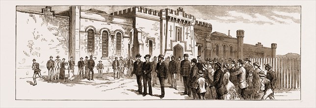THE ASSASSINATION OF CAREY, ARREST OF O'DONNELL AT PORT ELIZABETH: O'DONNELL LEAVING THE PRISON FOR