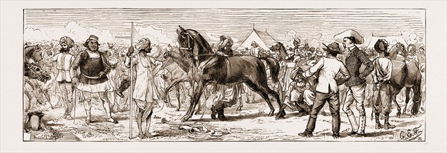 AT AN INDIAN HORSE FAIR: A SKETCH AT MUTTRA, 1883