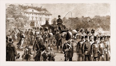 FUNERAL OF THE LATE COMTE DE CHAMBORD: THE FUNERAL PROCESSION LEAVING THE CASTLE, FROHSDORF, FOR