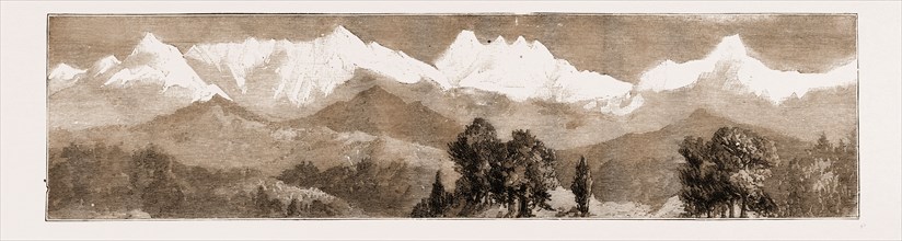 MOUNTAINEERING IN THE HIMALAYAS, VIEWS OF NANDA DEVI, 1883: PART OF THE SNOWY RANGE: VIEW NEAR