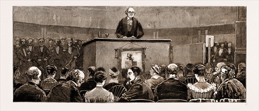 THE BRITISH ASSOCIATION AT SOUTHPORT, UK, 1883: PROFESSOR CAYLEY DELIVERING THE PRESIDENTIAL