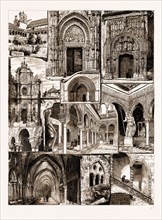 ARCHITECTURAL ART IN SPAIN, 1883: 1. Ancient Convent of San Feo, Cordova. 2. Doorway of the