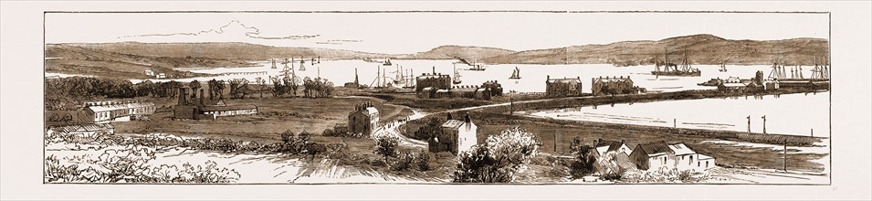 GENERAL VIEW OF LARNE HARBOUR, IRELAND, LATELY VISITED BY SIR STAFFORD NORTHCOTE, 1883