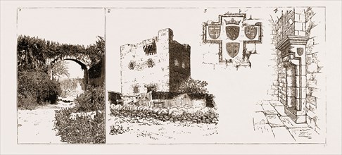 AN ANCIENT TOWER AT COLOSSE, NEAR LIMASOL, CYPRUS, 1883: 1. Aqueduct at Colosse. 2. Exterior of the