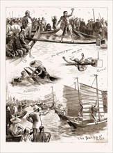 AQUATIC SPORTS AT AMOY, 1883; THE GREASY POLE, THE SANPAN RACE