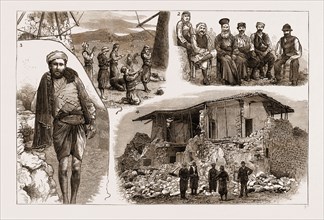 THE DISASTROUS EARTHQUAKE IN ANATOLIA, ASIA MINOR, 1883: 1. Natives at Latzata Praying for