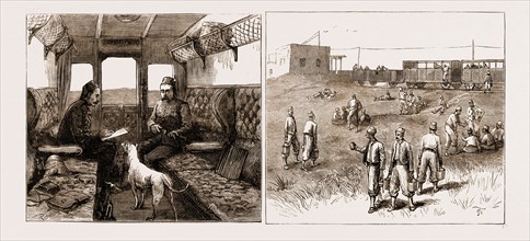 THE REBELLION IN THE SUDAN, WITH BAKER PASHA'S REINFORCEMENTS, 1883: IN THE TRAIN "EN ROUTE" FOR