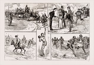 SPORTS AT FORT CURTIS, ETSHOWE, ZULULAND, 1886: 1. Arrival of a Waggon with Competitors from the