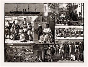 TO BOMBAY AND CHINA ON A P.&O. STEAMSHIP, 1886: 1. The "Massilia". 2. Sorting the Indian Mails in