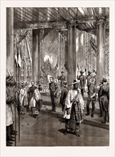 WITH LORD DUFFERIN IN BURMA: THE GREAT RECEPTION IN THE THRONE HALL, MANDALAY, 1886