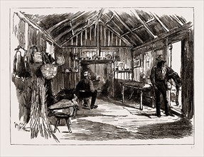 AUSTRALIAN EXHIBITS AT THE COLONIAL AND INDIA EXHIBITION, 1886: BUSHMAN'S HUT, SOUTH AUSTRALIAN