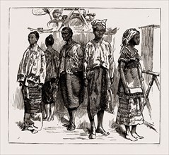 THE INDIAN SECTION OF THE COLONIAL AND INDIAN EXHIBITION: GROUP OF BURMANS, 1886