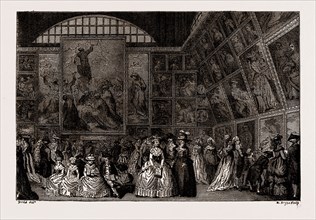 THE FIRST EXHIBITION OF THE ROYAL ACADEMY, SOMERSET HOUSE, 1780, LONDON, UK