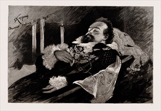 THE DEATH OF KING LUDWIG II. OF BAVARIA: THE KING LYING IN STATE IN THE CHAPEL OF THE OLD PALACE,