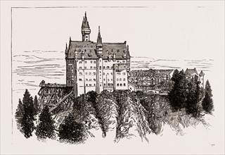 THE UNFINISHED CASTLE OF NEUSCHWANSTEIN, HOHENSCHWANGAU, GERMANY, 1886