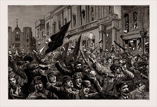 THE RIOTING IN THE WEST END OF LONDON, FEBRUARY 8TH, UK, 1886: "HERE THEY COME!" THE MOB IN ST.