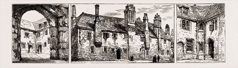 THE THREATENED DEMOLITION OF THE CHARTERHOUSE, 1886: ARCHWAY IN LITTLE QUAD, EXTERIOR OF BUILDINGS