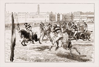 POLO MATCH AT LILLIE BRIDGE IN AID OF THE FUNDS OF THE WEST LONDON HOSPITAL, UK 1873