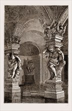 BELVEDERE GALLERY, Vienna engraving 1873, Austria