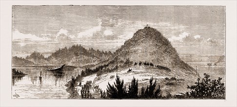 SIGNALLING THE ENEMY FROM SUGAR-LOAF HILL, MILITARY MANOEUVRES IN BERMUDA 1873
