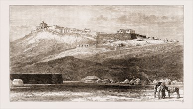 PALACE OF THE SHAH OF PERSIA AT TEHERAN IRAN, ENGRAVING 1873