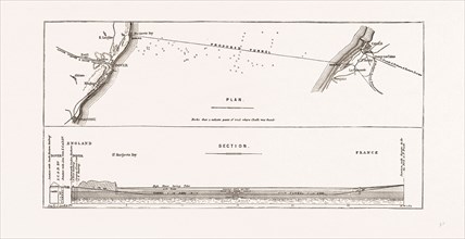 FROM DOVER TO CALAIS: PLAN OF THE NEW CHANNEL TUNNEL SCHEME, 1875