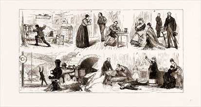THE TICHBORNE CASE IN PARIS, FRANCE, 1875, SCENES FROM "L'AFFAIRE COVERLEY" AT THE THEATRE DE