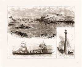 THE WRECK OF THE "SCHILLER" ON THE SCILLY ISLES, 1875: 3. Hugh Town, St. Mary's. 4. Bishop's Rock