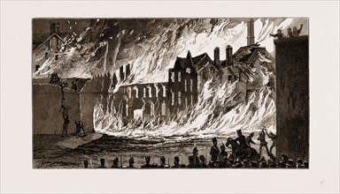 VIEW OF THE FIRE FROM NEWMARKET, LONDON, UK, 1875