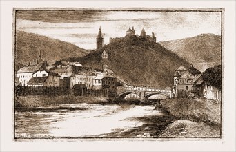 IN THE ARDENNES, 1881: TOWN AND CASTLE OF VIANDEN, LUXEMBOURG
