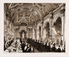 OPENING OF THE NEW WING OF UNIVERSITY COLLEGE, LONDON, UK, 1881: THE BANQUET IN THE LIBRARY