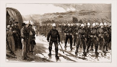 THE REBELLION IN THE TRANSVAAL, SOUTH AFRICA, 1881: BRITISH INFANTRY ON THE MARCH
