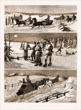 WINTER SPORTS AT HALIFAX, NOVA SCOTIA: 1. A Trotting Match on the Ice. 2. A Moonlight Tramp with