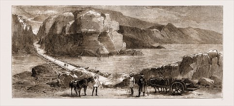 LORD LYTTON AND THE AFGHAN CAMPAIGN, 1881: BRIDGE OF BOATS ACROSS THE RIVER INDUS AT KUSHALGHAN
