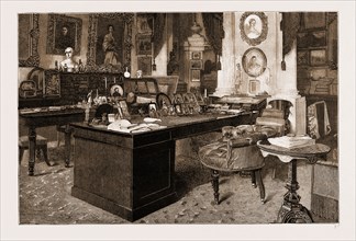 THE IMPERIAL STUDY IN THE WINTER PALACE, WHERE THE LATE CZAR ALEXANDER II. DIED, RUSSIA, 1881