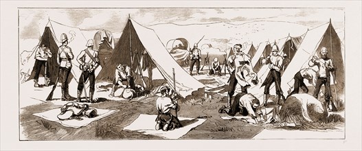 THE REVOLT IN THE TRANSVAAL, SOUTH AFRICA, CAMP SKETCHES: ENCAMPMENT OF THE 83RD REGIMENT, 1881