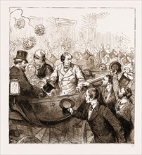 THE EARL OF BEACONSFIELD: THE RETURN FROM THE BERLIN CONGRESS, 1878. Outside the Station., UK