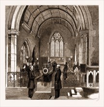 THE FUNERAL OF THE LATE EARL OF BEACONSFIELD: THE SERVICE IN HUGHENDEN CHURCH, UK, 1881