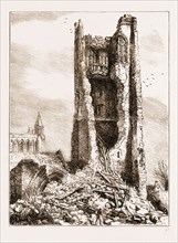 THE FALL OF THE TOWER OF ST. JOHN'S CHURCH, CHESTER, THE RUINS, UK, 1881