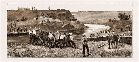 THE RECENT RISING IN THE TRANSVAAL, SOUTH AFRICA, 1881: BUILDING A BRIDGE OF CASKS ON THE INCAWE