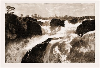 THE PAULO AFFONSO FALLS, SAN FRANCISCO RIVER, BRAZIL, 1881: VIEW FROM THE ROCKS IN FRONT OF THE