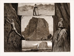 AN ASCENT OF THE MORNE BRABANTE, MAURITIUS, 1881: 1. Distant View of the Mountain from the Sea. 2.