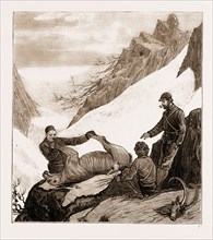 SPORT IN KASHMIR: SKINNING A SNOW BEAR, 1881