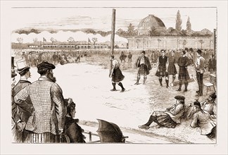 THE SCOTTISH GATHERING AT STAMFORD BRIDGE: TOSSING THE CABER, 1881
